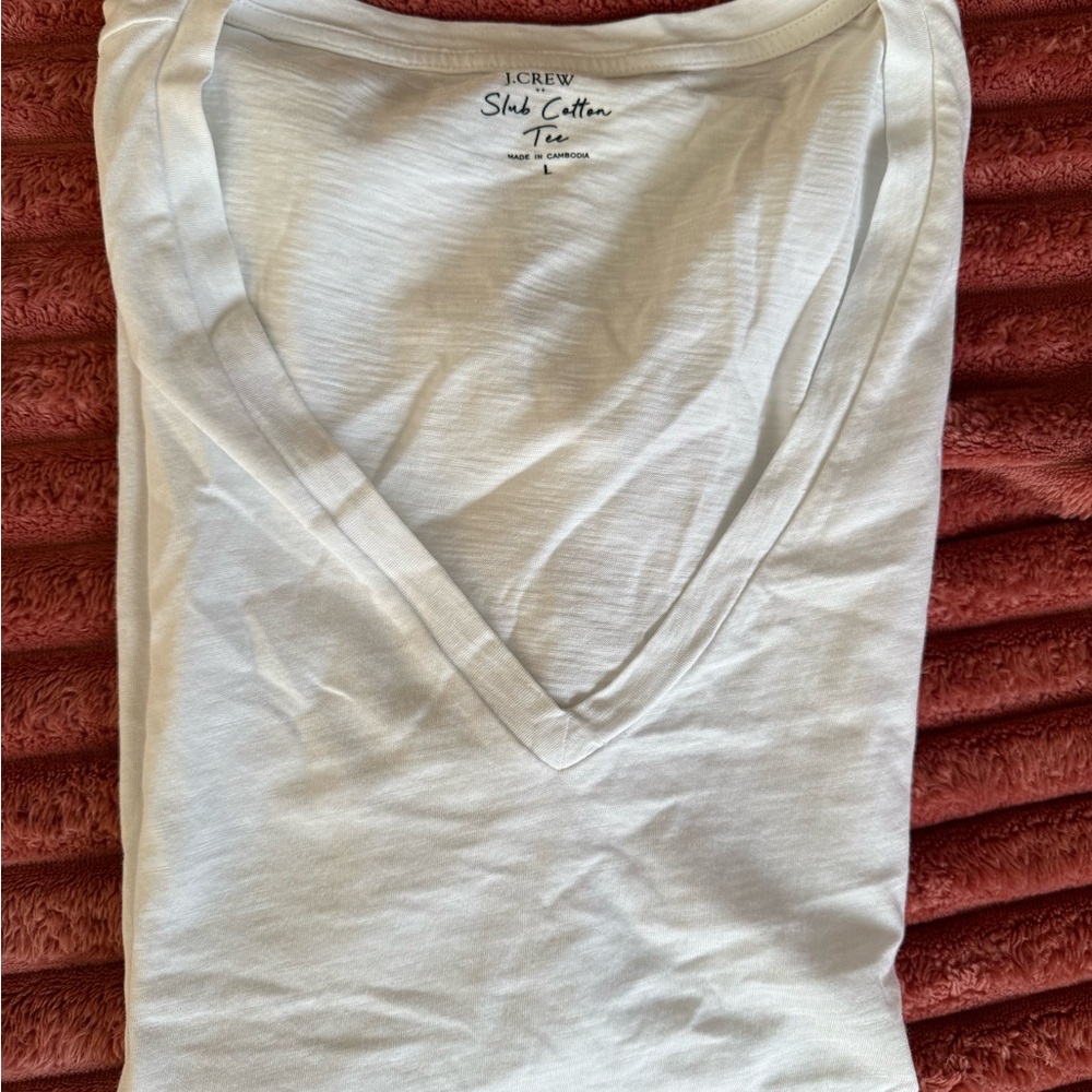 J. Crew Soft Cotton White V-Neck Tee